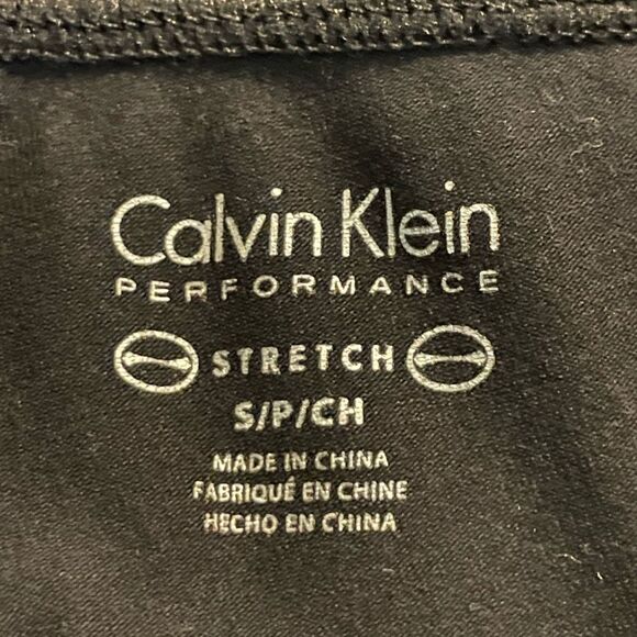 Calvin Klein Performance Leggings Black White Logo Mid-Rise Stretch S - Picture 3 of 4